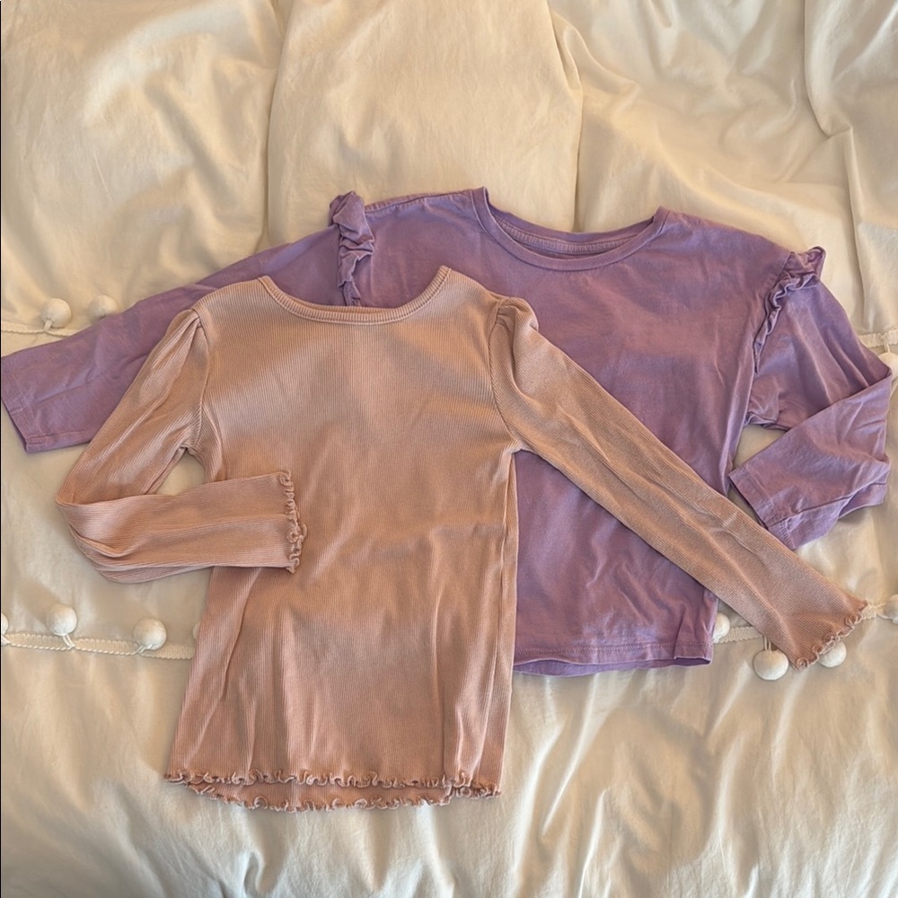 Kids Ruffle Sleeve Tops - Purple and Pink